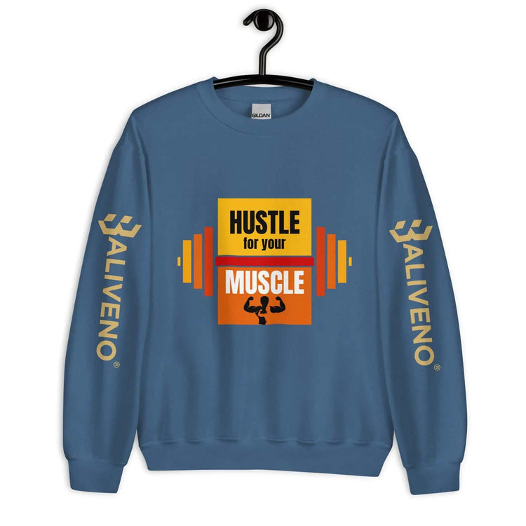 Hustle For Your MuscleHustle For Your Muscle SweatshirtStay warm and stylish during your toughest workouts with our Hustle For Your Muscle Sweatshirt. Crafted to withstand the colder months, this sturdy yet comfortable s[Bal]