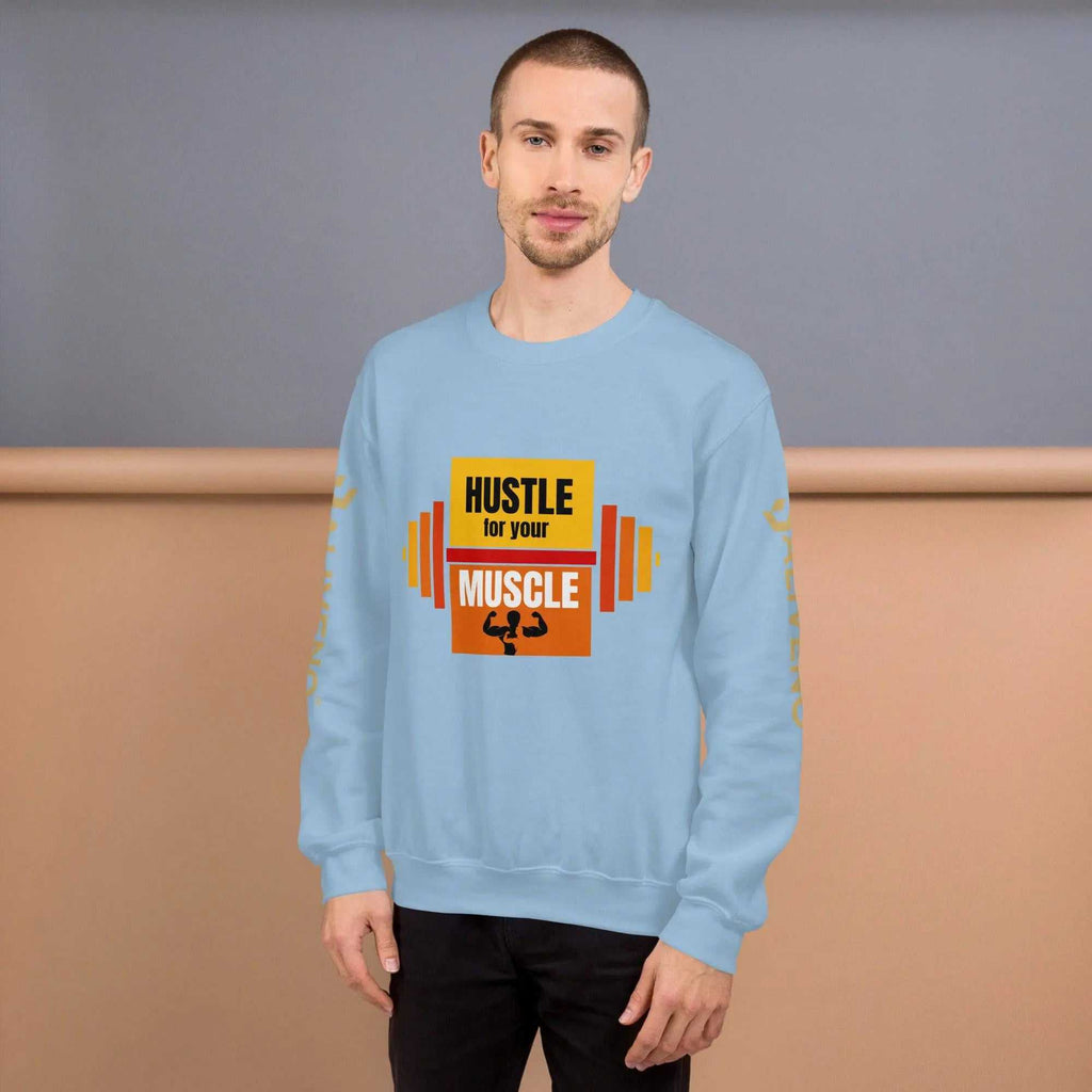 Hustle For Your MuscleHustle For Your Muscle SweatshirtStay warm and stylish during your toughest workouts with our Hustle For Your Muscle Sweatshirt. Crafted to withstand the colder months, this sturdy yet comfortable s[Bal]