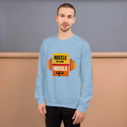 Hustle For Your MuscleHustle For Your Muscle SweatshirtStay warm and stylish during your toughest workouts with our Hustle For Your Muscle Sweatshirt. Crafted to withstand the colder months, this sturdy yet comfortable s[Bal]