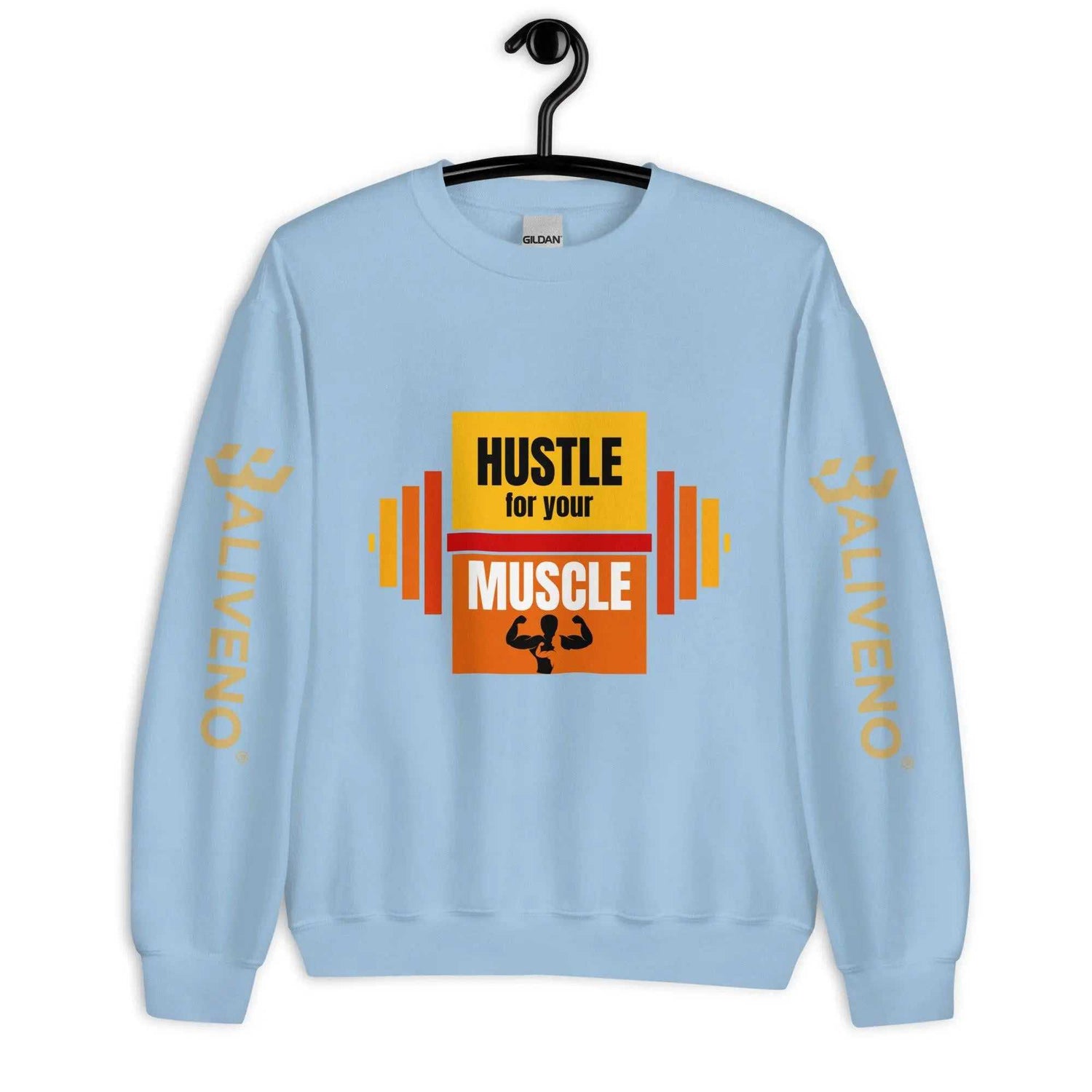 Hustle For Your MuscleHustle For Your Muscle SweatshirtStay warm and stylish during your toughest workouts with our Hustle For Your Muscle Sweatshirt. Crafted to withstand the colder months, this sturdy yet comfortable s[Bal]