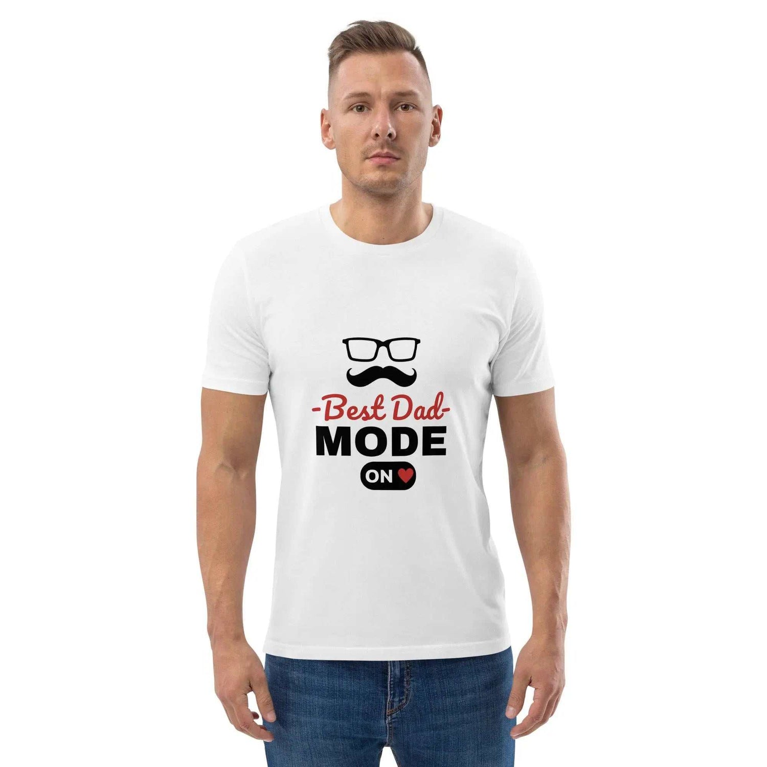 Best Dad Mode OnBest Dad Mode On T-ShirtCelebrate fatherhood in eco-friendly comfort with the "Best Dad Mode On" Graphic Organic Cotton Crewneck T-Shirt. This soft 100% organic ring-spun cotton tee feature[Bal]