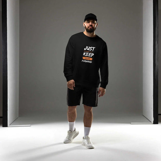 Just Keep MovingJust Keep Moving Forward SweatshirtEmbrace sustainability without compromising style with our Just Keep Moving Forward Sweatshirt, crafted from organic and recycled materials for an eco-friendly essen[Bal]