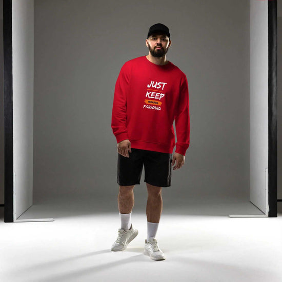 Just Keep MovingJust Keep Moving Forward SweatshirtEmbrace sustainability without compromising style with our Just Keep Moving Forward Sweatshirt, crafted from organic and recycled materials for an eco-friendly essen[Bal]