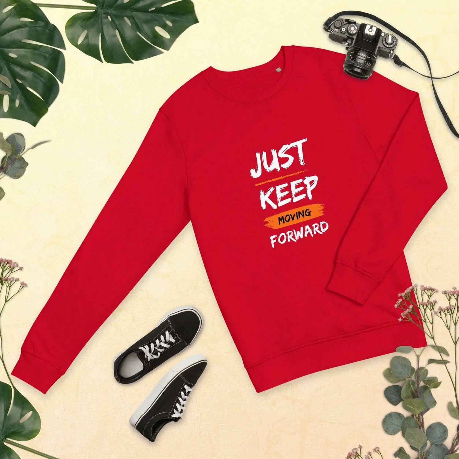 Just Keep MovingJust Keep Moving Forward SweatshirtEmbrace sustainability without compromising style with our Just Keep Moving Forward Sweatshirt, crafted from organic and recycled materials for an eco-friendly essen[Bal]