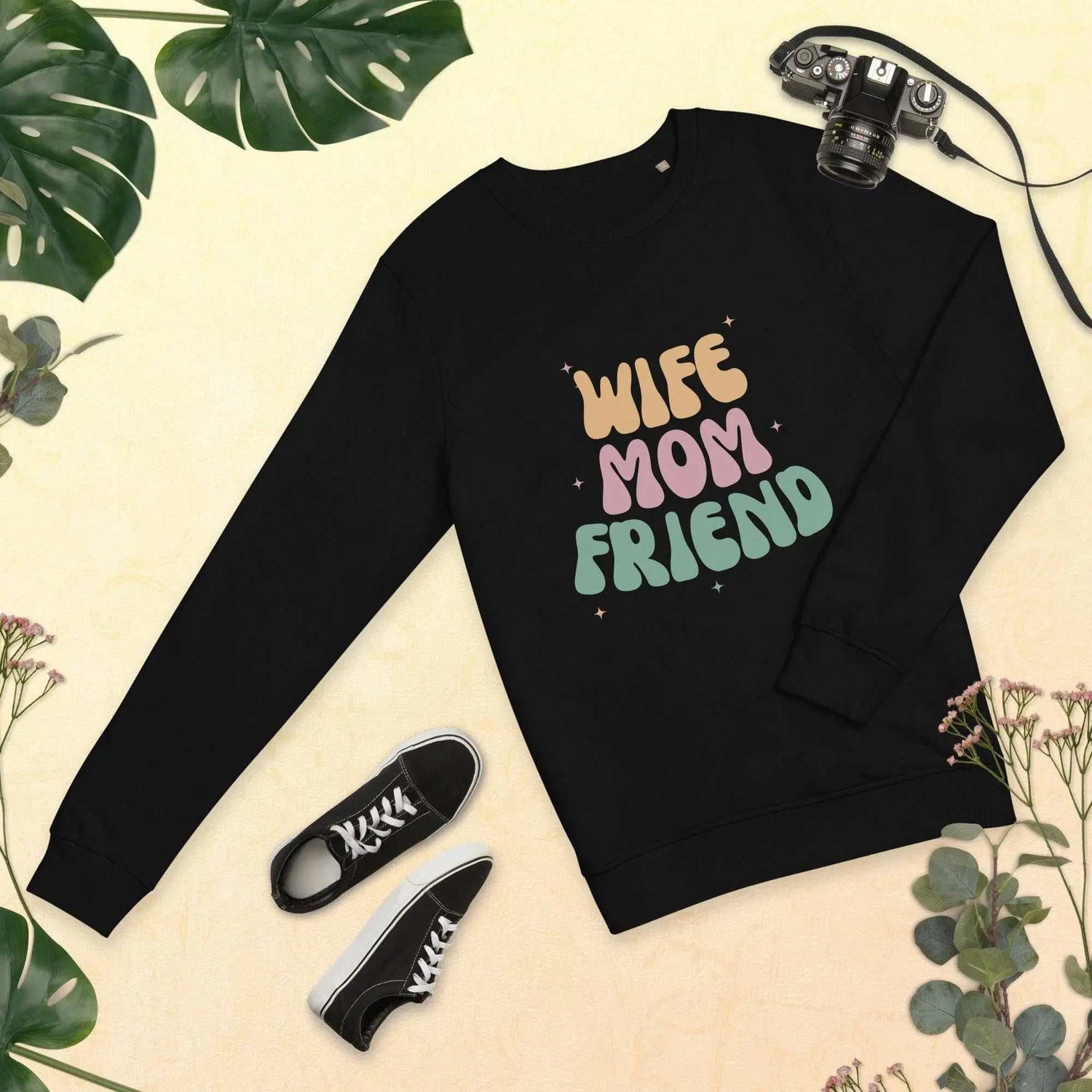 Wife Mom FriendWife Mom Friend SweatshirtIntroducing the Wife Mom Friend Sweatshirt, a cozy essential crafted from a blend of organic and recycled materials. This sweatshirt boasts a soft and inviting feel,[Bal]