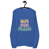 Wife Mom FriendWife Mom Friend SweatshirtIntroducing the Wife Mom Friend Sweatshirt, a cozy essential crafted from a blend of organic and recycled materials. This sweatshirt boasts a soft and inviting feel,[Bal]