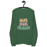 Wife Mom FriendWife Mom Friend SweatshirtIntroducing the Wife Mom Friend Sweatshirt, a cozy essential crafted from a blend of organic and recycled materials. This sweatshirt boasts a soft and inviting feel,[Bal]