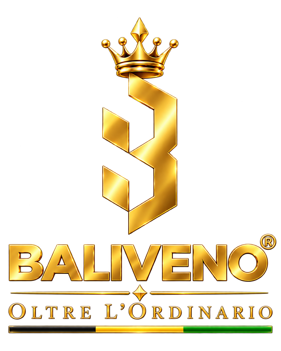 BALIVENO metallic gold vertical crest with Oltre l'Ordinario slogan