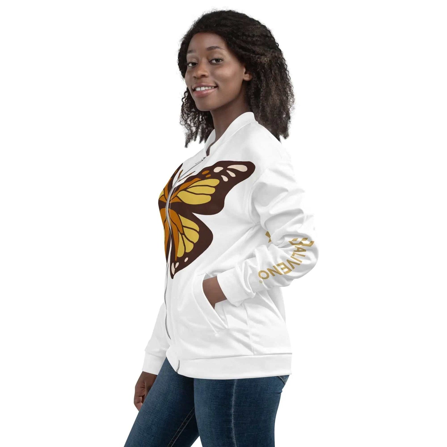 Life Is LikeLife Is Like Butterfly Bomber JacketElevate your style game with our vibrant Life Is Like Butterfly Bomber Jacket, designed to add a splash of color and personality to your wardrobe. Whether you wear i[Bal]