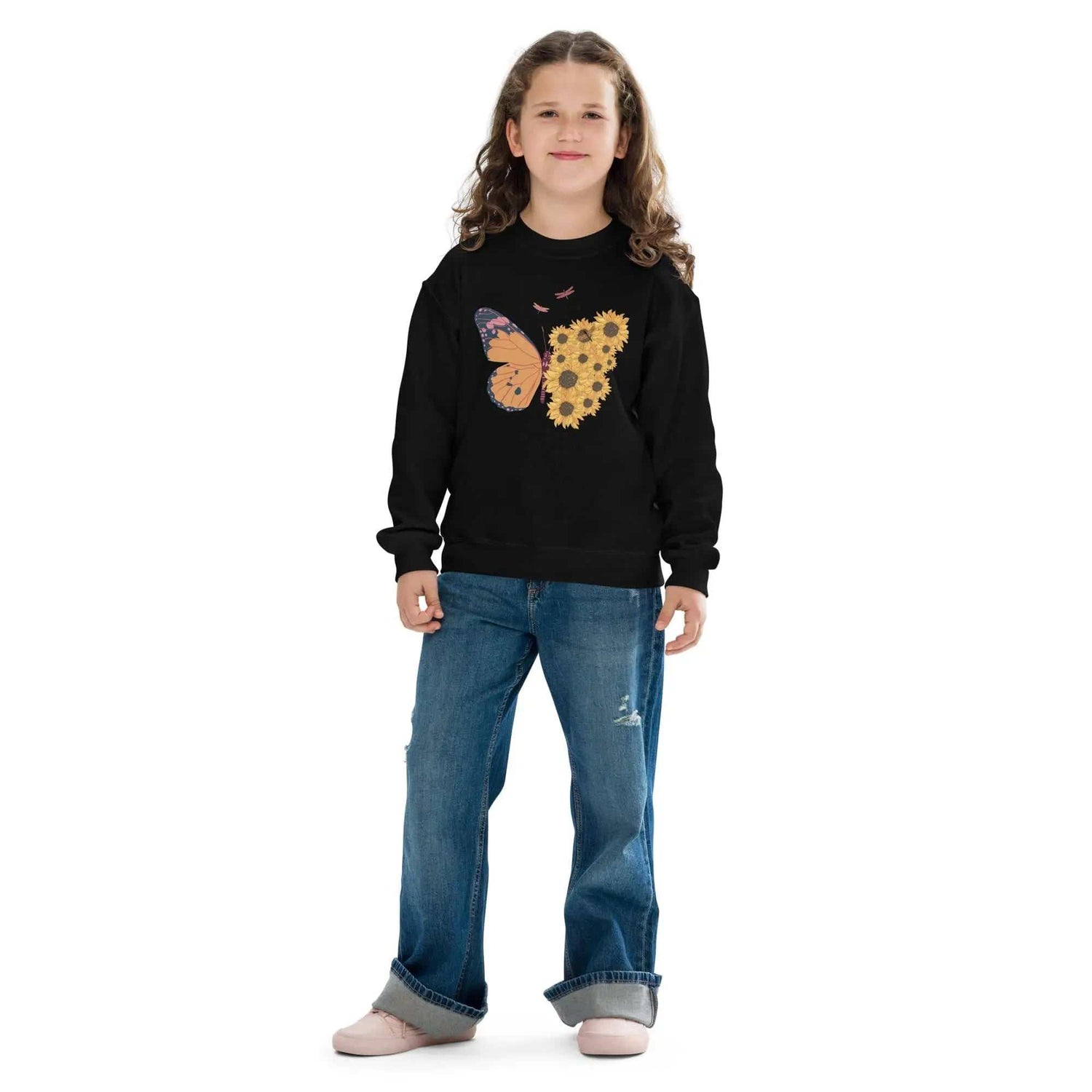 Secret Of ButterflySecret Of Butterfly SweatshirtIntroducing the "Secret Of Butterfly" Sweatshirt – a perfect blend of comfort and style for your young explorers. Crafted with soft fleece fabric, this youth crewnec[Bal]