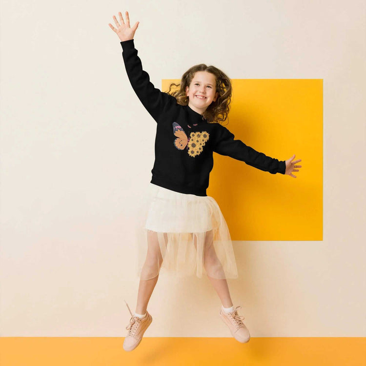 Secret Of ButterflySecret Of Butterfly SweatshirtIntroducing the "Secret Of Butterfly" Sweatshirt – a perfect blend of comfort and style for your young explorers. Crafted with soft fleece fabric, this youth crewnec[Bal]
