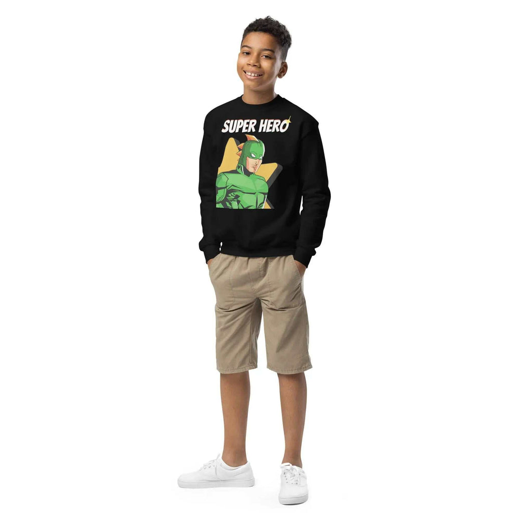 Super Hero YouthSuper Hero Youth sweatshirtUnleash your young hero's inner strength with our Super Hero Youth Sweatshirt! Crafted for comfort and style, this crewneck sweatshirt is the ultimate companion for [Bal]