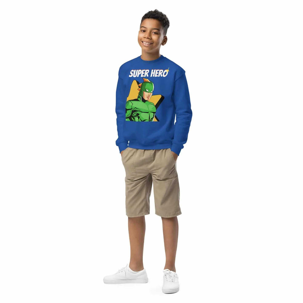 Super Hero YouthSuper Hero Youth sweatshirtUnleash your young hero's inner strength with our Super Hero Youth Sweatshirt! Crafted for comfort and style, this crewneck sweatshirt is the ultimate companion for [Bal]