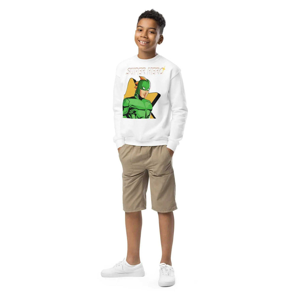 Super Hero YouthSuper Hero Youth sweatshirtUnleash your young hero's inner strength with our Super Hero Youth Sweatshirt! Crafted for comfort and style, this crewneck sweatshirt is the ultimate companion for [Bal]