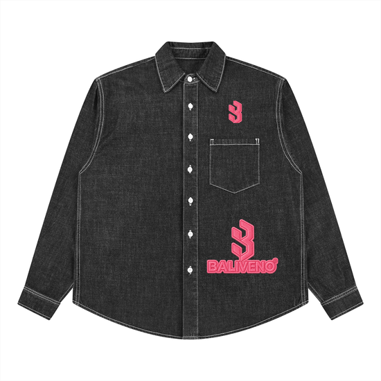 Baliveno Pink Unisex Vintage Wash Denim Shirt