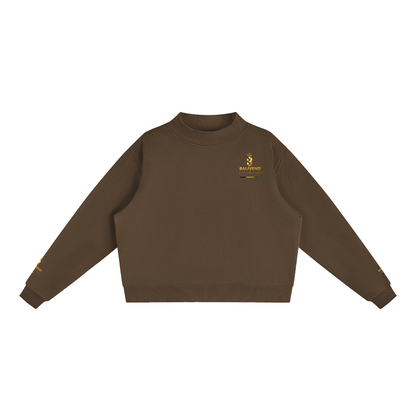 Baliveno Luxury Essential Fleece Mock-Neck Crew Sweatshirt