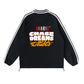 Contrast Striped Lapel Collar Sweatshirt