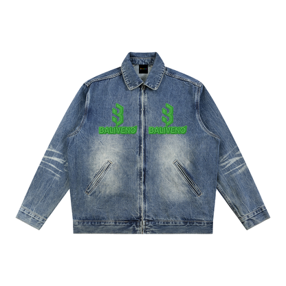 BALIVENO Vintage-Wash Zip-Up Denim Jacket — Studio 02