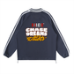 Contrast Striped Lapel Collar Sweatshirt