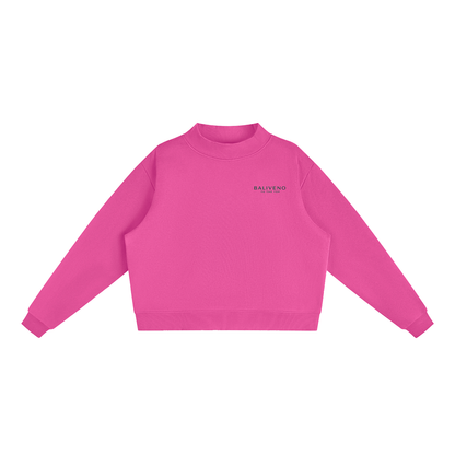 Baliveno Minimalist Essential Fleece Mock-Neck Crew Sweatshirt