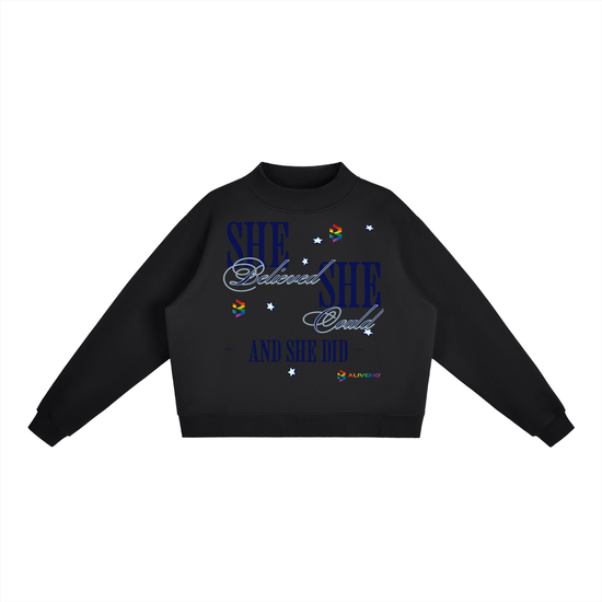Essential Fleece Mock-Neck Crew Sweatshirt