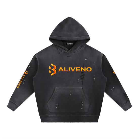 Baliveno Vintage Washed Frayed Fleece Hoodie