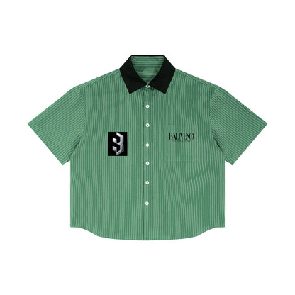 Baliveno Unisex Striped Boxy Contrast Collar Shirt