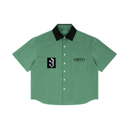Baliveno Minimalist Unisex Striped Boxy Contrast Collar Shirt