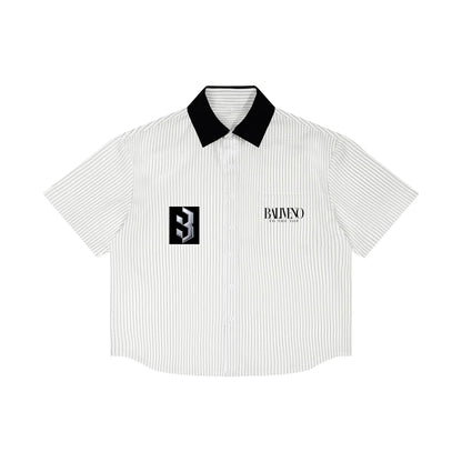 Baliveno Unisex Striped Boxy Contrast Collar Shirt