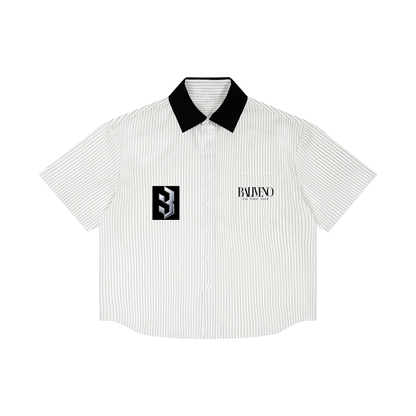 Baliveno Minimalist Unisex Striped Boxy Contrast Collar Shirt