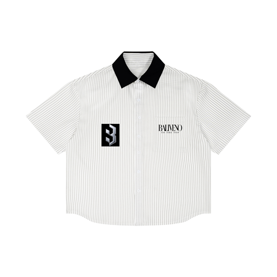 Baliveno Minimalist Unisex Striped Boxy Contrast Collar Shirt