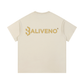 BALIVENO Vintage Wash Cotton T-Shirt in cream color, featuring bold logo design, ideal for casual and streetwear style. 👕✨