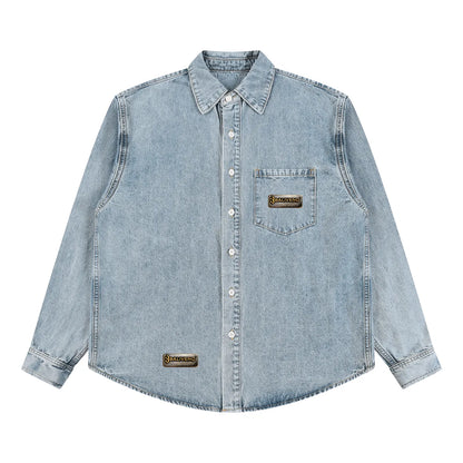Baliveno minimalist Unisex Vintage Wash Denim Shirt