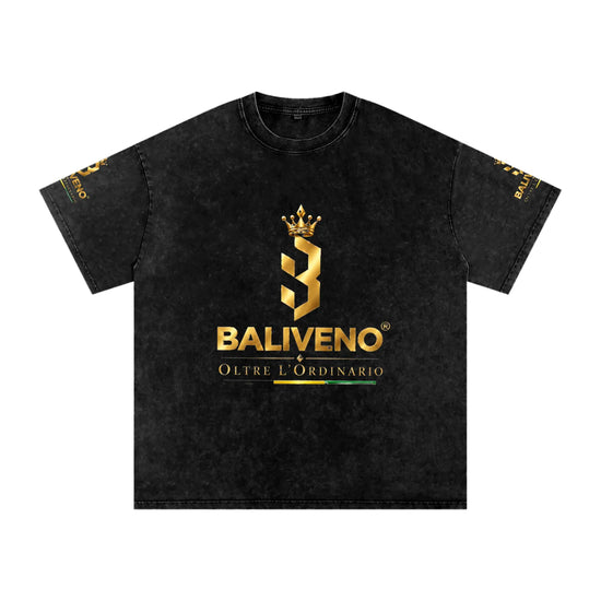 Baliveno Black Unisex Acid Wash Oversize T-Shirt - 250 GSM