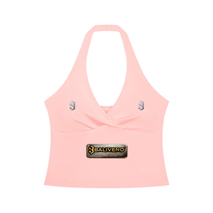 Baliveno Women’s Ruched Halter Yoga Tank Top