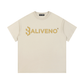 BALIVENO Vintage Wash Cotton T-Shirt in beige with logo, casual style for street, school, outdoor activities. 🌟👕