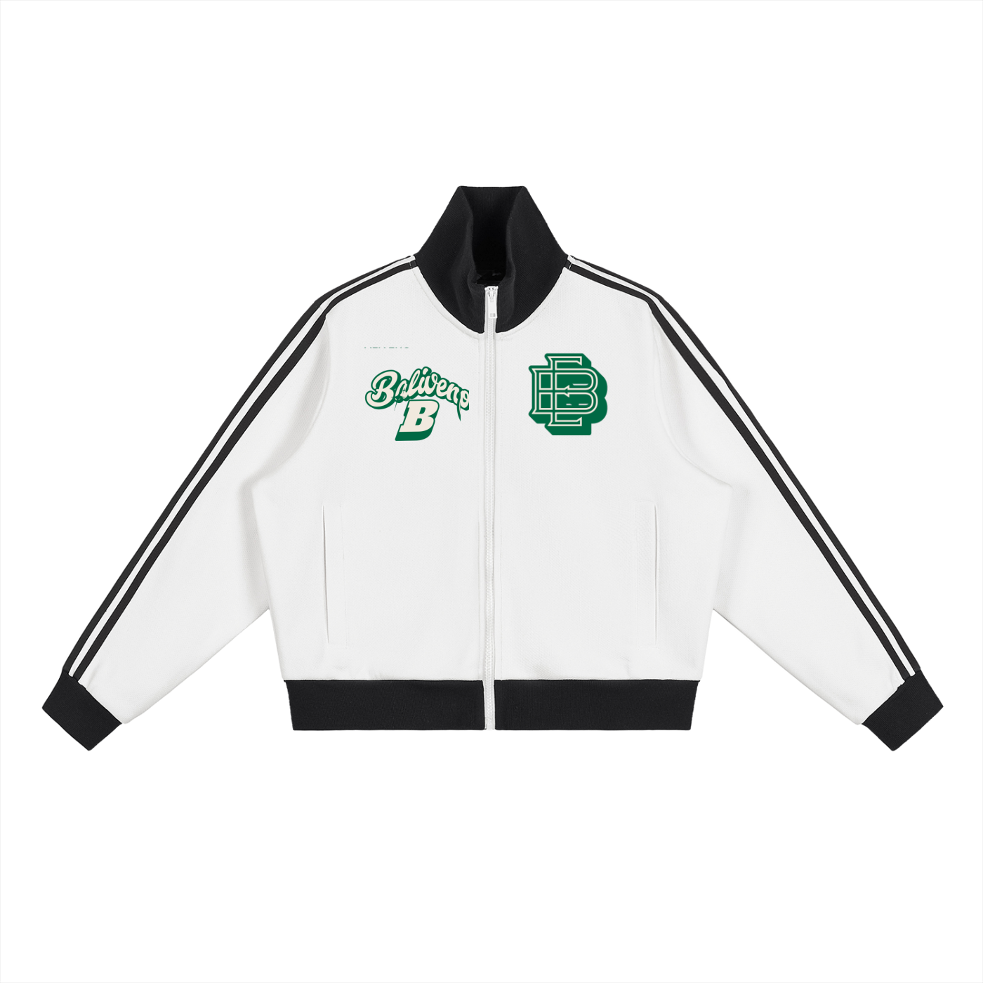 Fresh designs premium fabrics and styles Baliveno Contrast zip-up jacket in white with green accents.