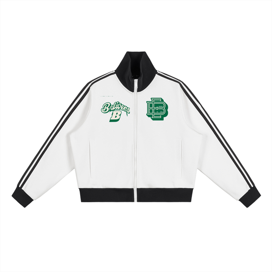 Fresh designs premium fabrics and styles Baliveno Contrast zip-up jacket in white with green accents.