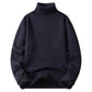New Solid Black Knitted Mens Fleece-lined Base Layer