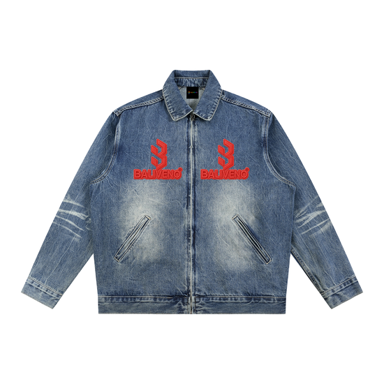 BALIVENO Vintage-Wash Zip-Up Denim Jacket — Studio 04