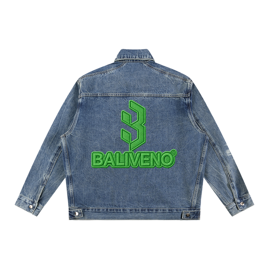 BALIVENO Vintage-Wash Zip-Up Denim Jacket — Studio 02