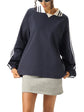 Contrast Striped Lapel Collar Sweatshirt