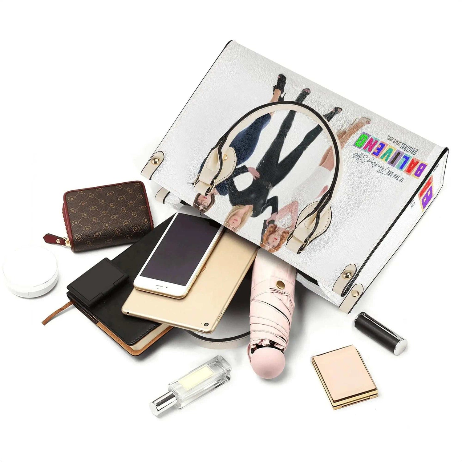 Baliveno Luxury leather HandbagBaliveno Luxury leather HandbagCrafted with quality vegan PU leather, this printed tote boasts a structured silhouette with dual top handles for a balanced, hands-free carry. A top zipper closure [Bal]