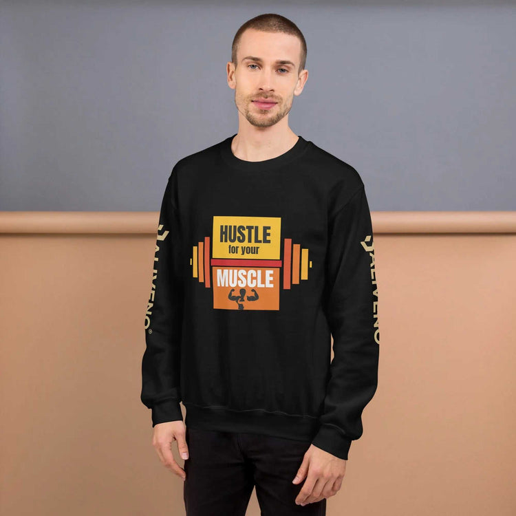 Hustle For Your MuscleHustle For Your Muscle SweatshirtStay warm and stylish during your toughest workouts with our Hustle For Your Muscle Sweatshirt. Crafted to withstand the colder months, this sturdy yet comfortable s[Bal]