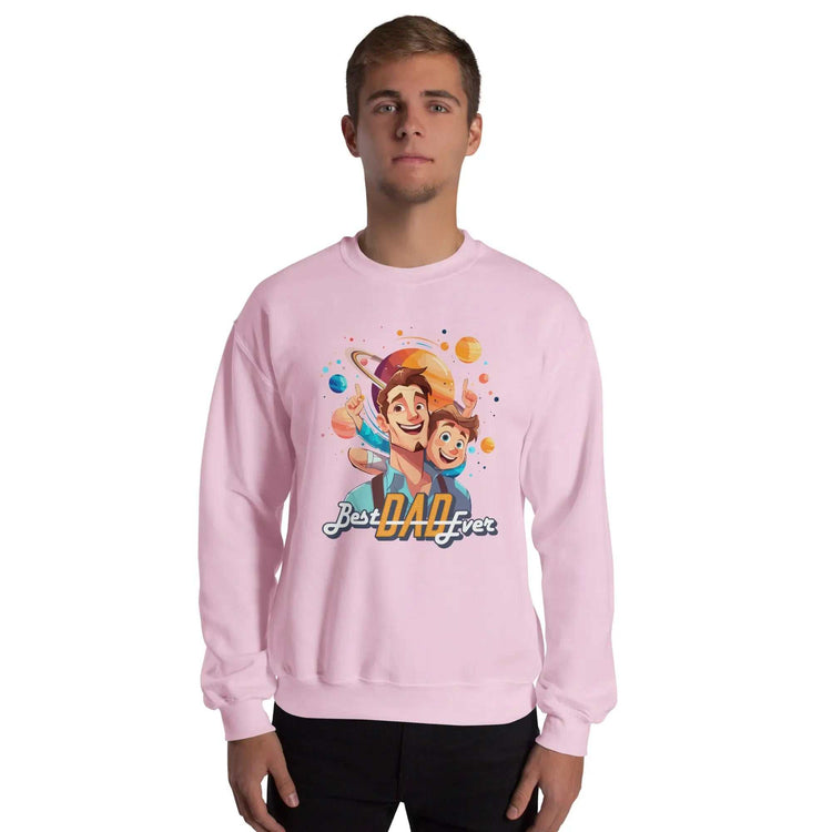 Best DAD EverBest DAD Ever SweatshirtShow off dad pride in the ultra-cozy "Best DAD Ever" Graphic Print Cotton Poly Crewneck Sweatshirt. This warm, pre-shrunk sweater features a bold text graphic celebr[Bal]