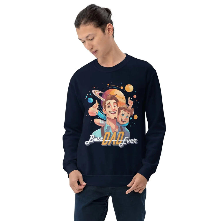 Best DAD EverBest DAD Ever SweatshirtShow off dad pride in the ultra-cozy "Best DAD Ever" Graphic Print Cotton Poly Crewneck Sweatshirt. This warm, pre-shrunk sweater features a bold text graphic celebr[Bal]