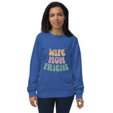 Wife Mom FriendWife Mom Friend SweatshirtIntroducing the Wife Mom Friend Sweatshirt, a cozy essential crafted from a blend of organic and recycled materials. This sweatshirt boasts a soft and inviting feel,[Bal]