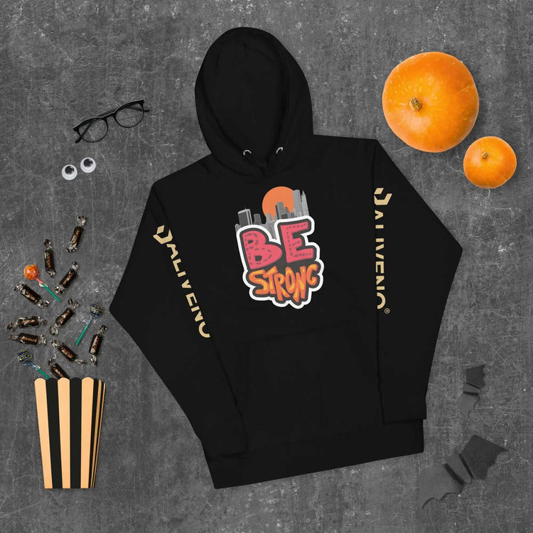 Be Strong HoodieBe Strong HoodieStay motivated and comfortable all year round in the soft Be Strong Cotton Poly Fleece Unisex Pullover Hoodie Sweatshirt. This cozy hooded pullover features an empow[Bal]