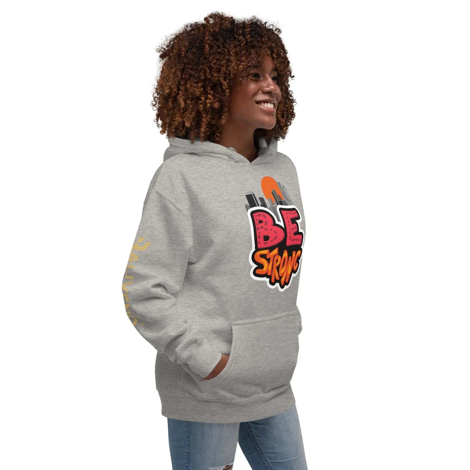 Be Strong HoodieBe Strong HoodieStay motivated and comfortable all year round in the soft Be Strong Cotton Poly Fleece Unisex Pullover Hoodie Sweatshirt. This cozy hooded pullover features an empow[Bal]